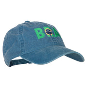 Brazil BRA Flag Embroidered Washed Cotton Twill Cap