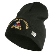 U.S. Army 49th Armored Division Symbol Embroidered 8 Inch Solid Knit Short Beanie Made in USA - Graphite OSFM