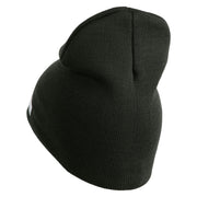 U.S. Army 49th Armored Division Symbol Embroidered 8 Inch Solid Knit Short Beanie Made in USA - Graphite OSFM