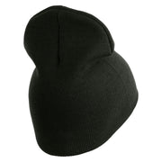 U.S. Army 49th Armored Division Symbol Embroidered 8 Inch Solid Knit Short Beanie Made in USA - Graphite OSFM