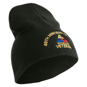 U.S. Army 49th Armored Division Symbol Embroidered 8 Inch Solid Knit Short Beanie Made in USA - Graphite OSFM