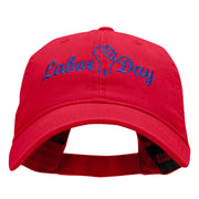 Labor Day Raised Fist Graphic Design Deluxe Garment Washed Cotton Twill Cap