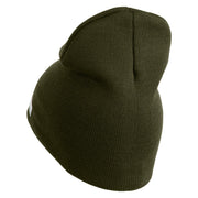 U.S. Army 49th Armored Division Symbol Embroidered 8 Inch Solid Knit Short Beanie Made in USA - Olive OSFM