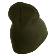 U.S. Army 49th Armored Division Symbol Embroidered 8 Inch Solid Knit Short Beanie Made in USA - Olive OSFM