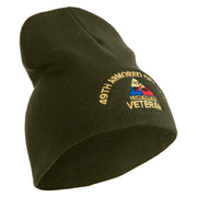 U.S. Army 49th Armored Division Symbol Embroidered 8 Inch Solid Knit Short Beanie Made in USA - Olive OSFM
