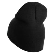 U.S. Army 11th Armored Cavalry Regiment Symbol Embroidered 8 Inch Solid Knit Short Beanie Made in USA - Black OSFM