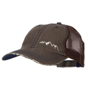 Mountain Embroidered Cotton Mesh Cap