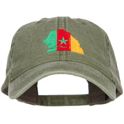 Senegal Map Flag Embroidered Washed Cap