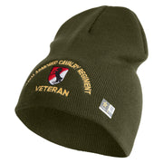 U.S. Army 11th Armored Cavalry Regiment Symbol Embroidered 8 Inch Solid Knit Short Beanie Made in USA - Olive OSFM