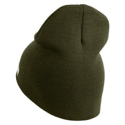 U.S. Army 11th Armored Cavalry Regiment Symbol Embroidered 8 Inch Solid Knit Short Beanie Made in USA - Olive OSFM