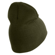 U.S. Army 11th Armored Cavalry Regiment Symbol Embroidered 8 Inch Solid Knit Short Beanie Made in USA - Olive OSFM