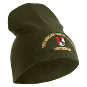 U.S. Army 11th Armored Cavalry Regiment Symbol Embroidered 8 Inch Solid Knit Short Beanie Made in USA - Olive OSFM