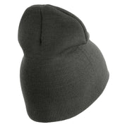 U.S. Army 11th Armored Cavalry Regiment Symbol Embroidered 8 Inch Solid Knit Short Beanie Made in USA - Charcoal OSFM