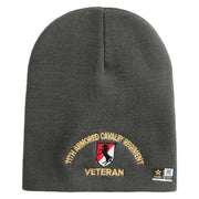 U.S. Army 11th Armored Cavalry Regiment Symbol Embroidered 8 Inch Solid Knit Short Beanie Made in USA - Charcoal OSFM