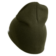 U.S. Army 155th Armored Brigade Combat Team Symbol Embroidered 8 Inch Solid Knit Short Beanie Made in USA - Olive OSFM