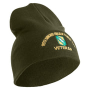 U.S. Army 155th Armored Brigade Combat Team Symbol Embroidered 8 Inch Solid Knit Short Beanie Made in USA - Olive OSFM