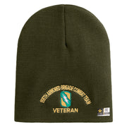 U.S. Army 155th Armored Brigade Combat Team Symbol Embroidered 8 Inch Solid Knit Short Beanie Made in USA - Olive OSFM