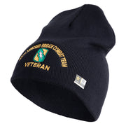 U.S. Army 155th Armored Brigade Combat Team Symbol Embroidered 8 Inch Solid Knit Short Beanie Made in USA - Navy OSFM