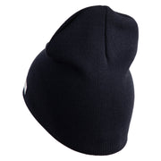 U.S. Army 155th Armored Brigade Combat Team Symbol Embroidered 8 Inch Solid Knit Short Beanie Made in USA - Navy OSFM