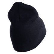 U.S. Army 155th Armored Brigade Combat Team Symbol Embroidered 8 Inch Solid Knit Short Beanie Made in USA - Navy OSFM