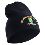U.S. Army 155th Armored Brigade Combat Team Symbol Embroidered 8 Inch Solid Knit Short Beanie Made in USA - Navy OSFM