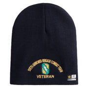 U.S. Army 155th Armored Brigade Combat Team Symbol Embroidered 8 Inch Solid Knit Short Beanie Made in USA - Navy OSFM