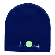 Tennis Ball Pulse Embroidered Short Knitted Beanie