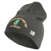 U.S. Army 155th Armored Brigade Combat Team Symbol Embroidered 8 Inch Solid Knit Short Beanie Made in USA - Charcoal OSFM