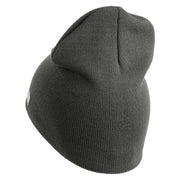 U.S. Army 155th Armored Brigade Combat Team Symbol Embroidered 8 Inch Solid Knit Short Beanie Made in USA - Charcoal OSFM