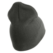 U.S. Army 155th Armored Brigade Combat Team Symbol Embroidered 8 Inch Solid Knit Short Beanie Made in USA - Charcoal OSFM