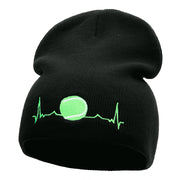 Tennis Ball Pulse Embroidered Short Knitted Beanie