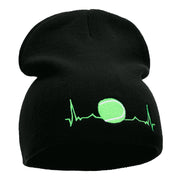 Tennis Ball Pulse Embroidered Short Knitted Beanie