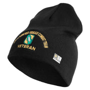 U.S. Army 155th Armored Brigade Combat Team Symbol Embroidered 8 Inch Solid Knit Short Beanie Made in USA - Black OSFM