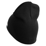 U.S. Army 155th Armored Brigade Combat Team Symbol Embroidered 8 Inch Solid Knit Short Beanie Made in USA - Black OSFM