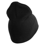 U.S. Army 155th Armored Brigade Combat Team Symbol Embroidered 8 Inch Solid Knit Short Beanie Made in USA - Black OSFM