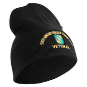 U.S. Army 155th Armored Brigade Combat Team Symbol Embroidered 8 Inch Solid Knit Short Beanie Made in USA - Black OSFM