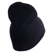 U.S. Army 163rd Armored Brigade Symbol Embroidered 8 Inch Solid Knit Short Beanie Made in USA - Navy OSFM
