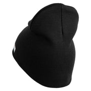 U.S. Army 163rd Armored Brigade Symbol Embroidered 8 Inch Solid Knit Short Beanie Made in USA - Black OSFM