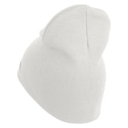 U.S. Army 163rd Armored Brigade Symbol Embroidered 8 Inch Solid Knit Short Beanie Made in USA - White OSFM