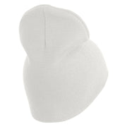 U.S. Army 163rd Armored Brigade Symbol Embroidered 8 Inch Solid Knit Short Beanie Made in USA - White OSFM
