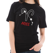 Zodiac Aries Sign Graphic Design Short Sleeve Cotton Jersey T-Shirt