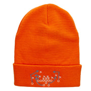 Football Play Embroidered 12 Inch Long Knitted Beanie