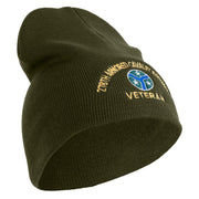 U.S. Army 278th Armored Cavalry Regiment Symbol Embroidered 8 Inch Solid Knit Short Beanie Made in USA - Olive OSFM