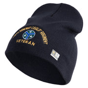 U.S. Army 278th Armored Cavalry Regiment Symbol Embroidered 8 Inch Solid Knit Short Beanie Made in USA - Navy OSFM