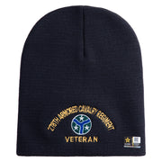 U.S. Army 278th Armored Cavalry Regiment Symbol Embroidered 8 Inch Solid Knit Short Beanie Made in USA - Navy OSFM