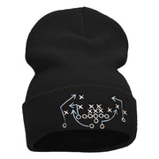 Football Play Embroidered 12 Inch Long Knitted Beanie