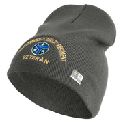 U.S. Army 278th Armored Cavalry Regiment Symbol Embroidered 8 Inch Solid Knit Short Beanie Made in USA - Charcoal OSFM