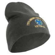 U.S. Army 278th Armored Cavalry Regiment Symbol Embroidered 8 Inch Solid Knit Short Beanie Made in USA - Charcoal OSFM