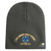 U.S. Army 278th Armored Cavalry Regiment Symbol Embroidered 8 Inch Solid Knit Short Beanie Made in USA - Charcoal OSFM