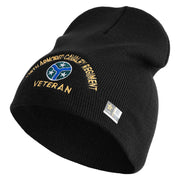 U.S. Army 278th Armored Cavalry Regiment Symbol Embroidered 8 Inch Solid Knit Short Beanie Made in USA - Black OSFM